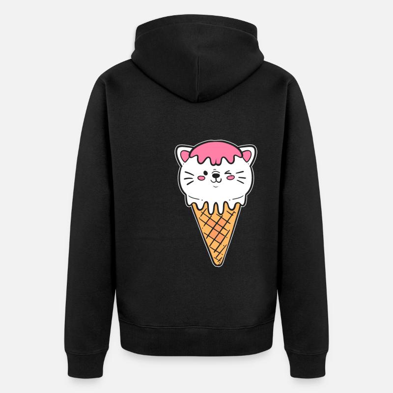 Eiscreme Katze Eiscreme -Kassierer - Unisex Premium Bio Zip Hoodie - Schwarz