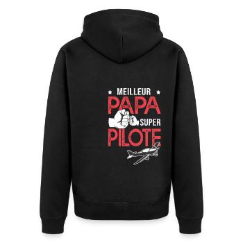Cadeau papa meilleur papa pilote avion - Veste à capuche bio Premium Unisexe - noir - Dos - Nico (187cm)