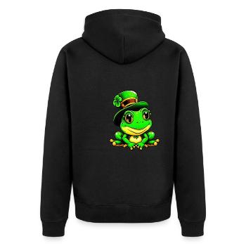 Cute magic frog on St. Patrick's Day - Unisex Premium Organic Zip Hoodie - black - Back - Nico (187cm)
