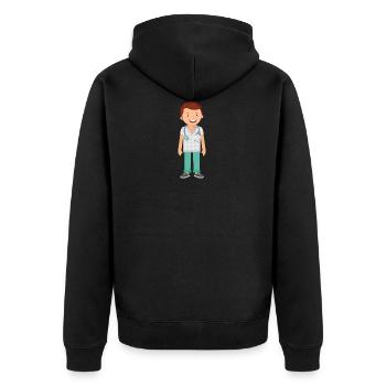 Doktor - Unisex Premium Bio Zip Hoodie - Schwarz - Hinten - Nico (187cm)