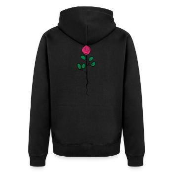 rose - Unisex Premium Organic Zip Hoodie - black - Back - Nico (187cm)