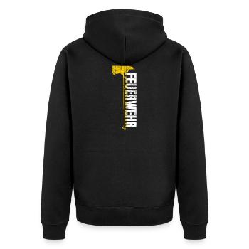 Feuerwehr - Axt - Unisex Premium Bio Zip Hoodie - Schwarz - Hinten - Nico (187cm)