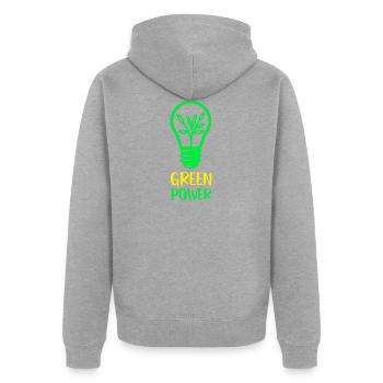 Green Power - énergies renouvelables - Veste à capuche bio Premium Unisexe - gris chiné - Dos - Nico (187cm)