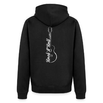 Rock n Roll Guitar - Unisex Premium Organic Zip Hoodie - black - Back - Nico (187cm)