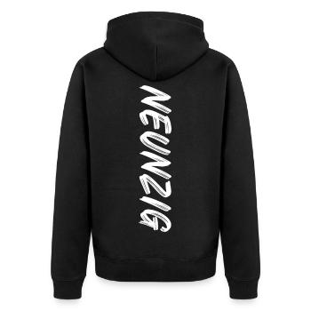 90 / Neunzig / 90. Geburtstag - Unisex Premium Bio Zip Hoodie - Schwarz - Hinten - Nico (187cm)