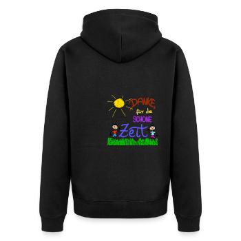 Danke für die schöne Zeit - Unisex Premium Bio Zip Hoodie - Schwarz - Hinten - Nico (187cm)