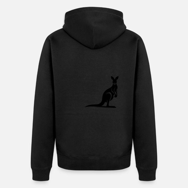 Silhouette eines anmutigen Kängurus - Unisex Premium Bio Zip Hoodie - Schwarz