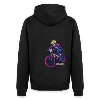 Downhill - Unisex Premium Organic Zip Hoodie - black - Back - Nico (187cm)