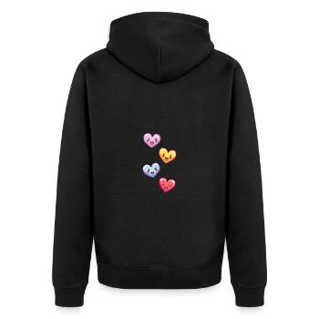 Herzen Bunt - Unisex Premium Bio Zip Hoodie - Schwarz - Hinten - Nico (187cm)