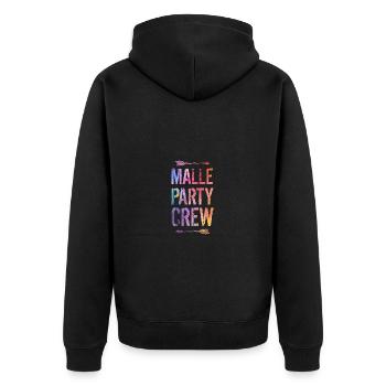 Malle Party Crew Saying - Unisex Premium Organic Zip Hoodie - black - Back - Nico (187cm)