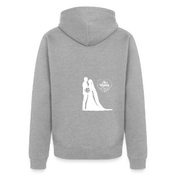 Demande en mariage Marry Me Proposition de mariage - Veste à capuche bio Premium Unisexe - gris chiné - Dos - Nico (187cm)