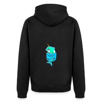 Narwal - Unisex Premium Bio Zip Hoodie - Schwarz - Hinten - Nico (187cm)