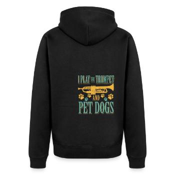 Trompete spielen und Hunde streicheln - Unisex Premium Bio Zip Hoodie - Schwarz - Hinten - Nico (187cm)