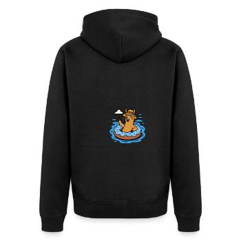 Alpaka mit Donut Schwimmring Lustige Tiere Kinder - Unisex Premium Bio Zip Hoodie - Schwarz - Hinten - Nico (187cm)