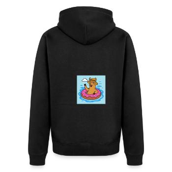 Süßes Alpaka Comic - Unisex Premium Bio Zip Hoodie - Schwarz - Hinten - Nico (187cm)