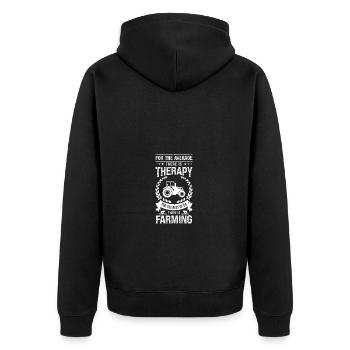 Für den Durchschnitt gibt es Therapie Für den Rest - Unisex Premium Bio Zip Hoodie - Schwarz - Hinten - Nico (187cm)