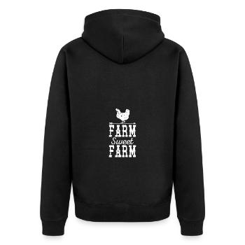 Farm Sweet Farm - - Unisex Premium Organic Zip Hoodie - black - Back - Nico (187cm)