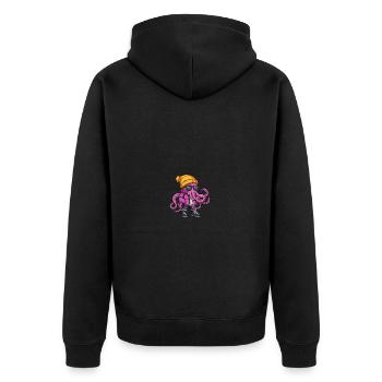 Oktopus Winter - Unisex Premium Bio Zip Hoodie - Schwarz - Hinten - Nico (187cm)