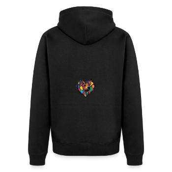 Bull Terrier Hund Herz Love - Unisex Premium Bio Zip Hoodie - Schwarz - Hinten - Nico (187cm)
