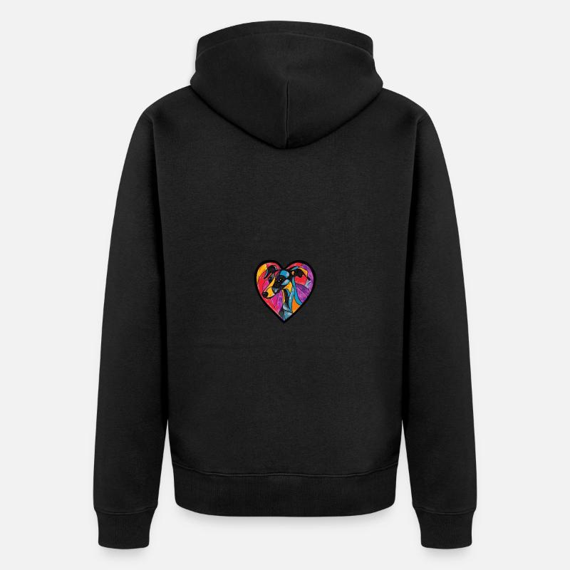 Whippet Chien Coeur Amour - Veste à capuche bio Premium Unisexe - noir