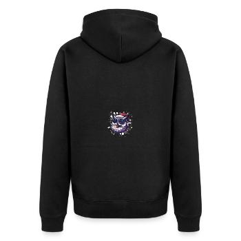 Eule Weihnachten Lustig - Unisex Premium Bio Zip Hoodie - Schwarz - Hinten - Nico (187cm)