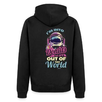 Donut Süssigkeiten Donuts Essen Bäcker Geschenk - Unisex Premium Bio Zip Hoodie - Schwarz - Hinten - Nico (187cm)