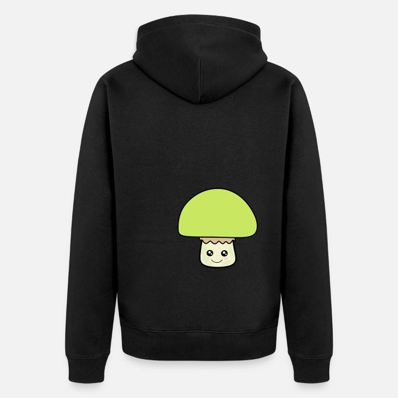 Champignon vert, champignons verts - Veste à capuche bio Premium Unisexe - noir