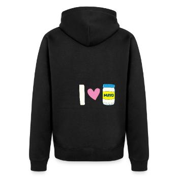 Mayonnaise - I love Mayo Heart - Unisex Premium Organic Zip Hoodie - black - Back - Nico (187cm)