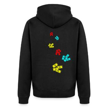 Cash Money Symbol - Unisex Premium Bio Zip Hoodie - Schwarz - Hinten - Nico (187cm)