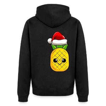 Ananas Weihnachten Comic Xmas - Unisex Premium Bio Zip Hoodie - Schwarz - Hinten - Nico (187cm)