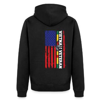 Vietnam Veteran USA Geschenk - Unisex Premium Bio Zip Hoodie - Schwarz - Hinten - Nico (187cm)