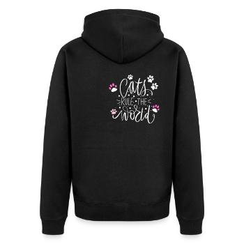 Les chats dominent le monde - Veste à capuche bio Premium Unisexe - noir - Dos - Nico (187cm)