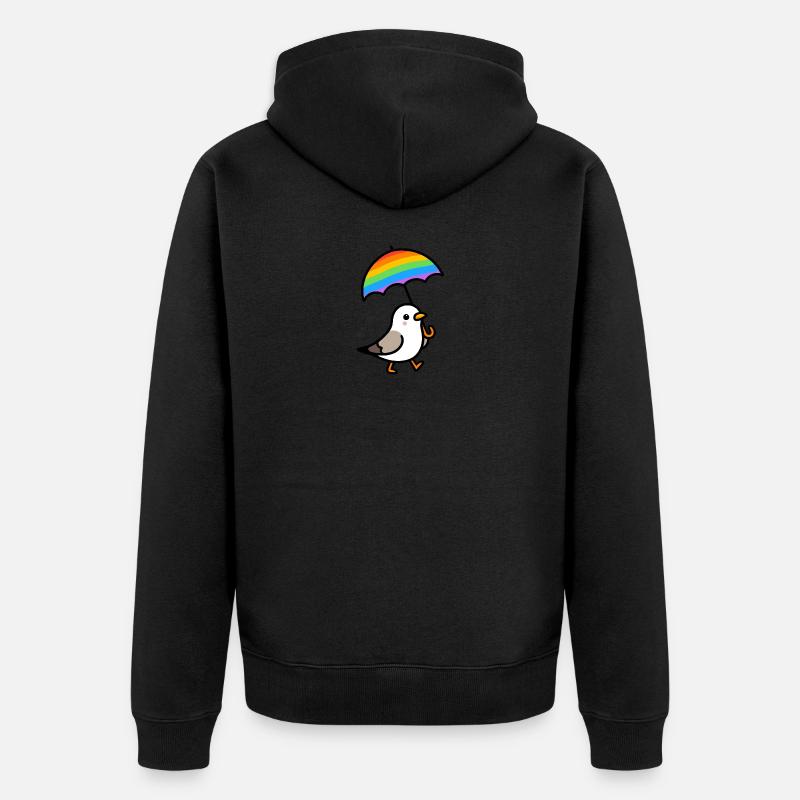 Möwe Regenschirm - Unisex Premium Bio Zip Hoodie - Schwarz