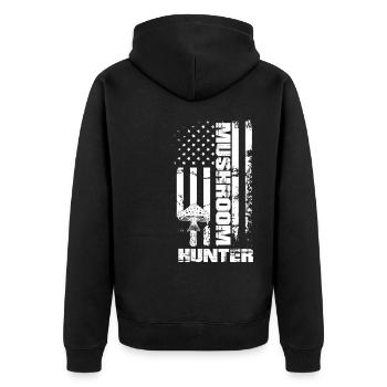 Pilzsammler und Pilz Freunde - Unisex Premium Bio Zip Hoodie - Schwarz - Hinten - Nico (187cm)