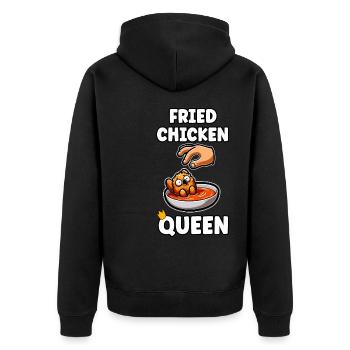 Lustiges gebratenes Huhn Frau Mädchen Geschenk - Unisex Premium Bio Zip Hoodie - Schwarz - Hinten - Nico (187cm)