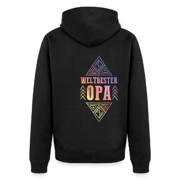 Weltbester Opa - Unisex Premium Bio Zip Hoodie - Schwarz - Hinten - Nico (187cm)