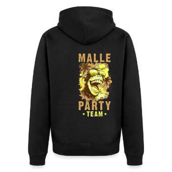 Malle Party Team Affe Mallorca Crew - Unisex Premium Bio Zip Hoodie - Schwarz - Hinten - Nico (187cm)