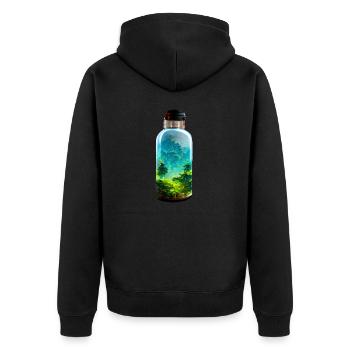 Flasche mit einem Wald - Unisex Premium Bio Zip Hoodie - Schwarz - Hinten - Nico (187cm)