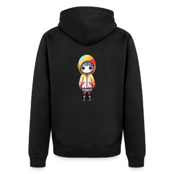 Manga Japan Drawing - Unisex Premium Organic Zip Hoodie - black - Back - Nico (187cm)