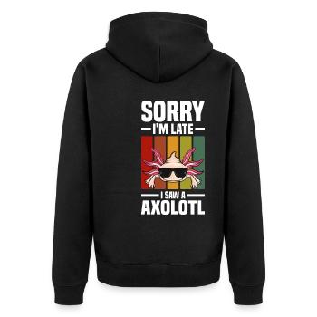 Axolotl Haustier | Tiere Schwanzlurch Geschenkidee - Unisex Premium Bio Zip Hoodie - Schwarz - Hinten - Nico (187cm)