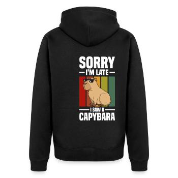Capybara niedlich | Capy Capybaras Tiere Geschenke - Unisex Premium Bio Zip Hoodie - Schwarz - Hinten - Nico (187cm)