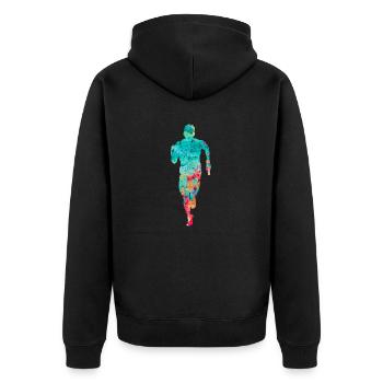 Jogging and running - Unisex Premium Organic Zip Hoodie - black - Back - Nico (187cm)