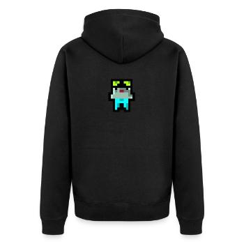 Pixel Küken - Unisex Premium Bio Zip Hoodie - Schwarz - Hinten - Nico (187cm)