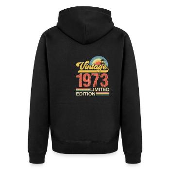 50ème Anniversaire 50 ans 1973 Cadeau Vintage - Veste à capuche bio Premium Unisexe - noir - Dos - Nico (187cm)