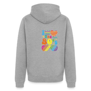 80er Jahre Retro Vintage Kostüm Jahr 80 Liebe - Unisex Premium Bio Zip Hoodie - Grau meliert - Hinten - Nico (187cm)