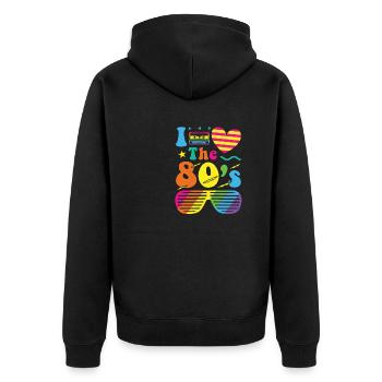 80s retro vintage costume year 80 love - Unisex Premium Organic Zip Hoodie - black - Back - Nico (187cm)