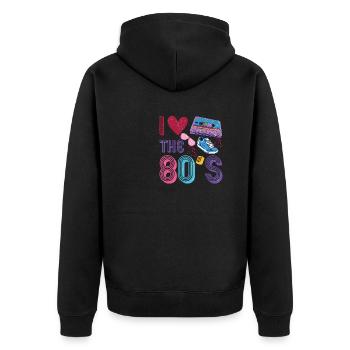 80er Jahre Retro Vintage Kostüm Liebe 80er Jahre 1980 - Unisex Premium Bio Zip Hoodie - Schwarz - Hinten - Nico (187cm)