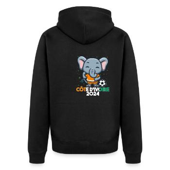 Côte D'ivoire 2024 Maillot Foot Éléphant Drapeau - Veste à capuche bio Premium Unisexe - noir - Dos - Nico (187cm)