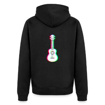 EDM - Akustische Gitarre - Glitch Rave Style - Unisex Premium Bio Zip Hoodie - Schwarz - Hinten - Nico (187cm)
