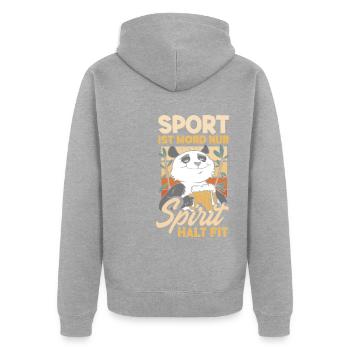 Sport ist Mord nur Sprit hält fit Biertrinker & - Unisex Premium Bio Zip Hoodie - Grau meliert - Hinten - Nico (187cm)
